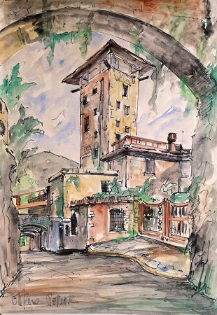 Art work by Enrico  Perietz  strada di campagna - watercolor paper 